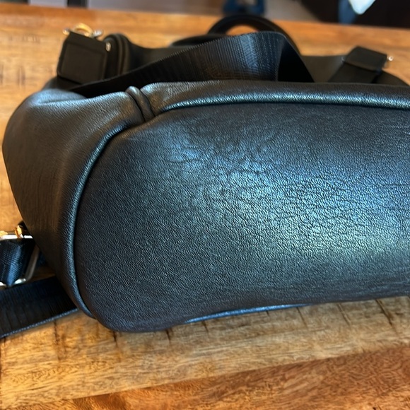 Madison West Secure Black Faux Leather Travel Backpack - Picture 9 of 10